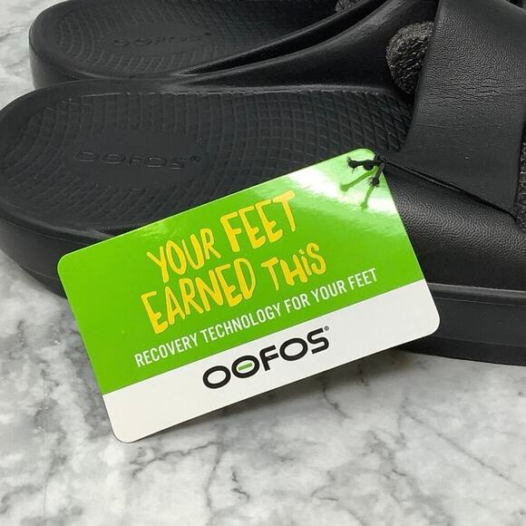 NWT Oofos Unisex M9 W11 Black Ooahh Sport Slide Recovery Sandals Comfort L4-8 - Picture 8 of 9